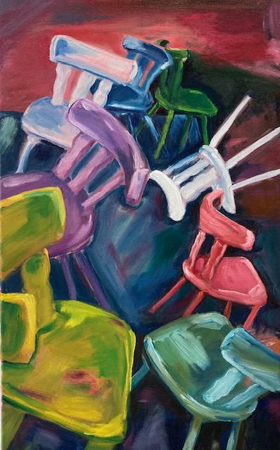 Tanz der Stühle2 50/70 cm - Öl/Leinwand