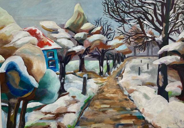 Das Blaue Haus - 70/80 cm - Öl/Leinwand