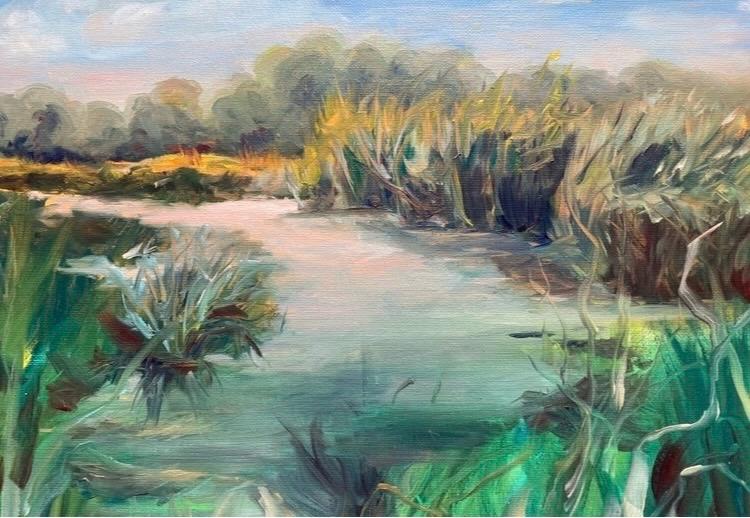 C23 Abendstimmung im Moor 30x40 - Öl/Lw - 350€