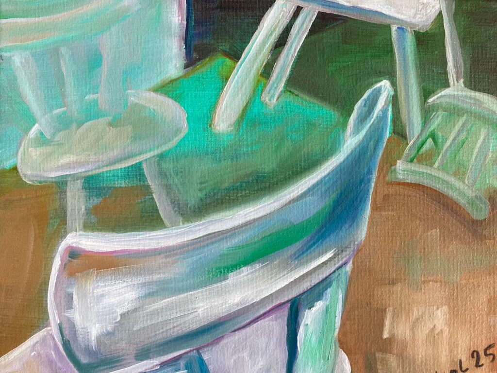 A4 Tanz der Stühle 24x30 Öl/Lw 180€