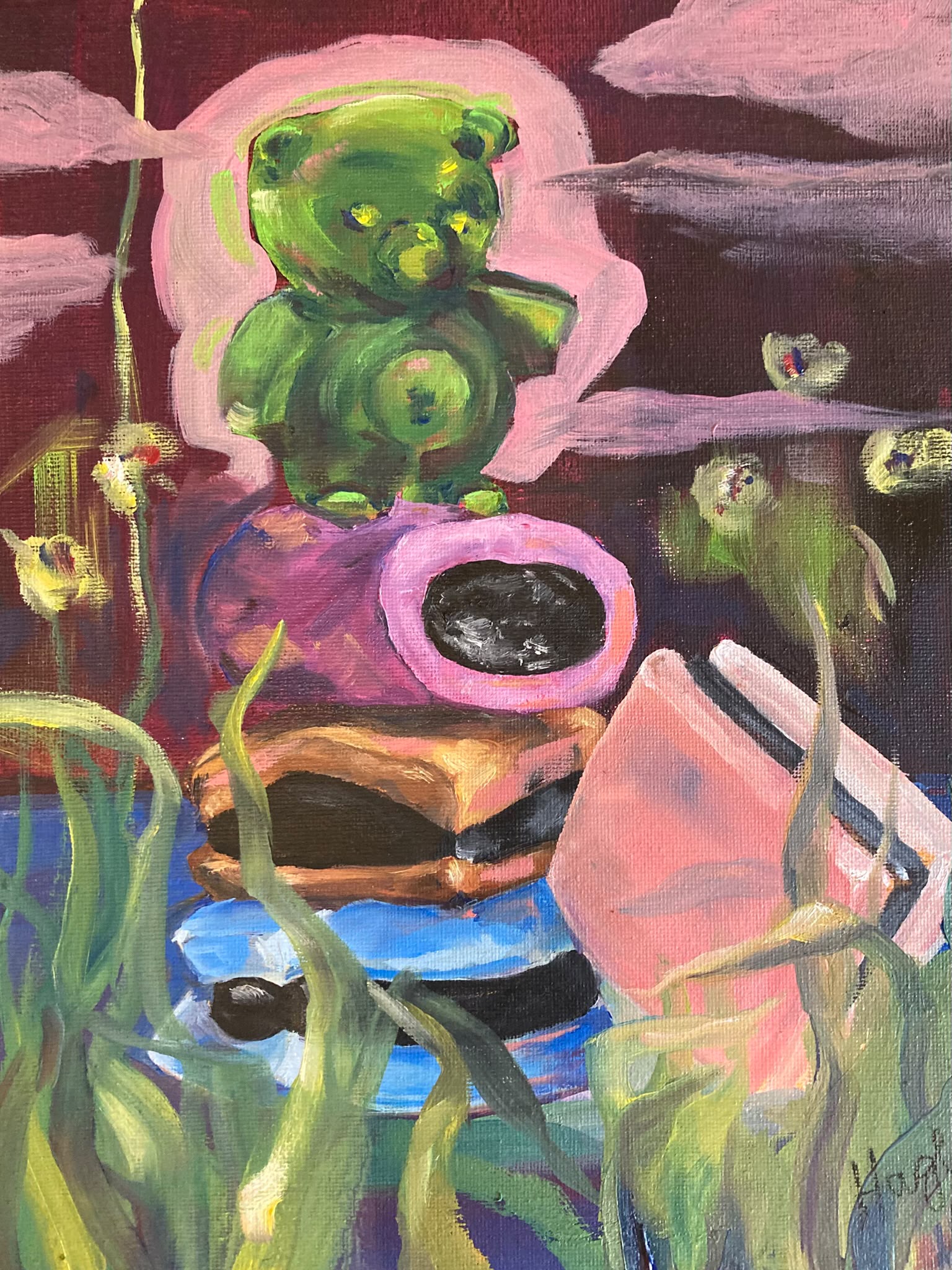 D3 Bärchen Unteerwasser , 24x30  Öl/Lw 350€