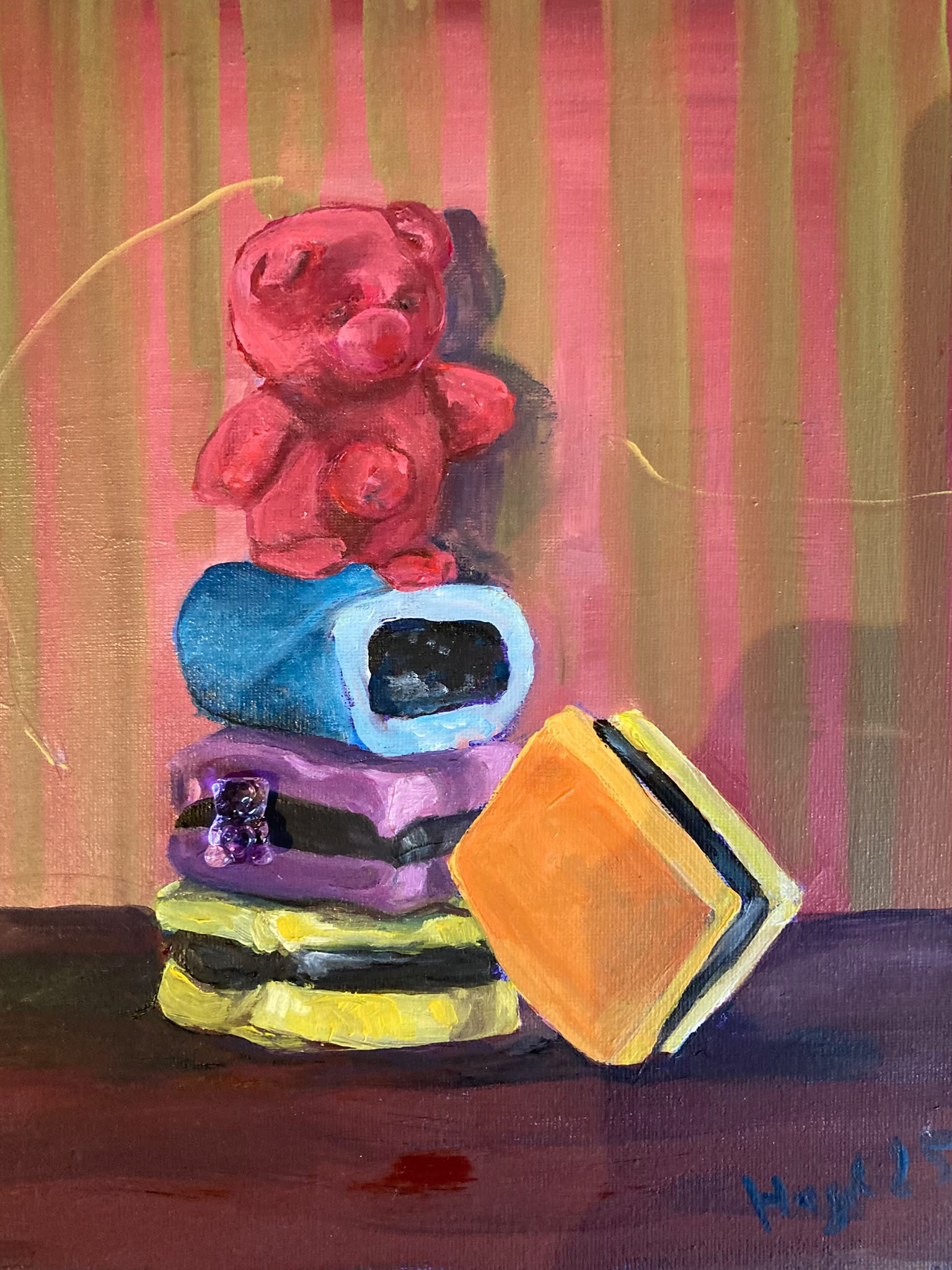 D5 Bärchen vor Streifen (Var. n. Strefel) 24x30 Öl/Lw. 350€